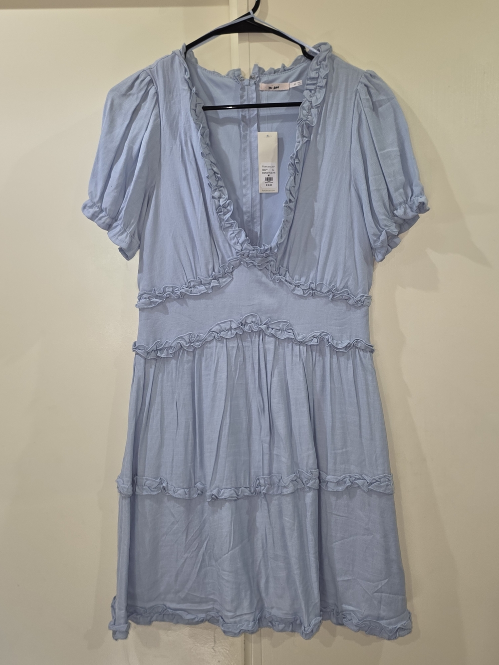 Francesca's Collections Light Blue Ruffle Tiered Dress